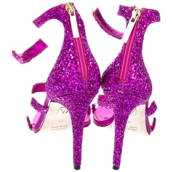 Tamara Mellon Purple Glitter Frontline Shoes - Picture 4 of 9